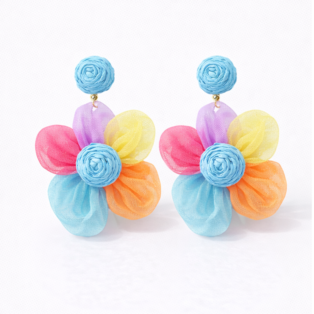 Pastel Mesh Flower Earrings