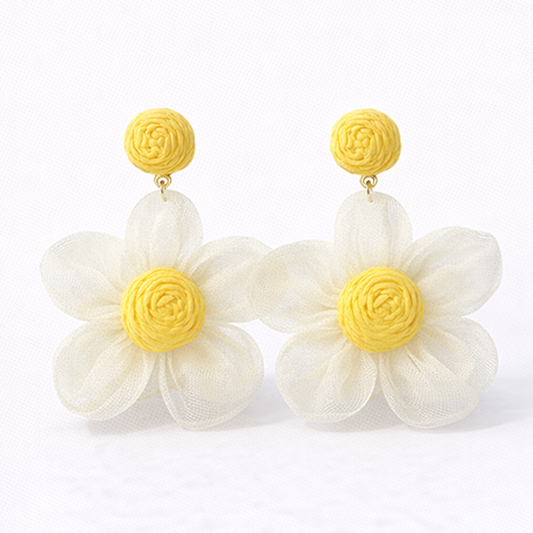 Pastel Mesh Flower Earrings